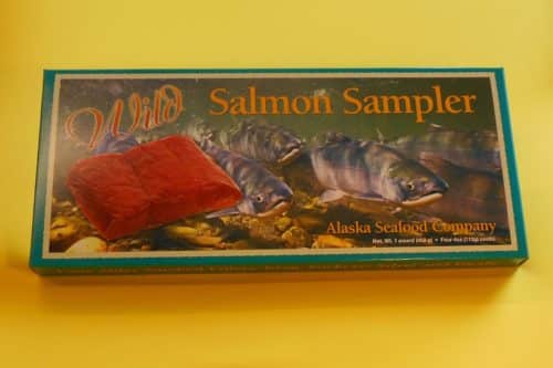 Salmon Sampler 4 oz of each species four 4 oz puches in gift box
